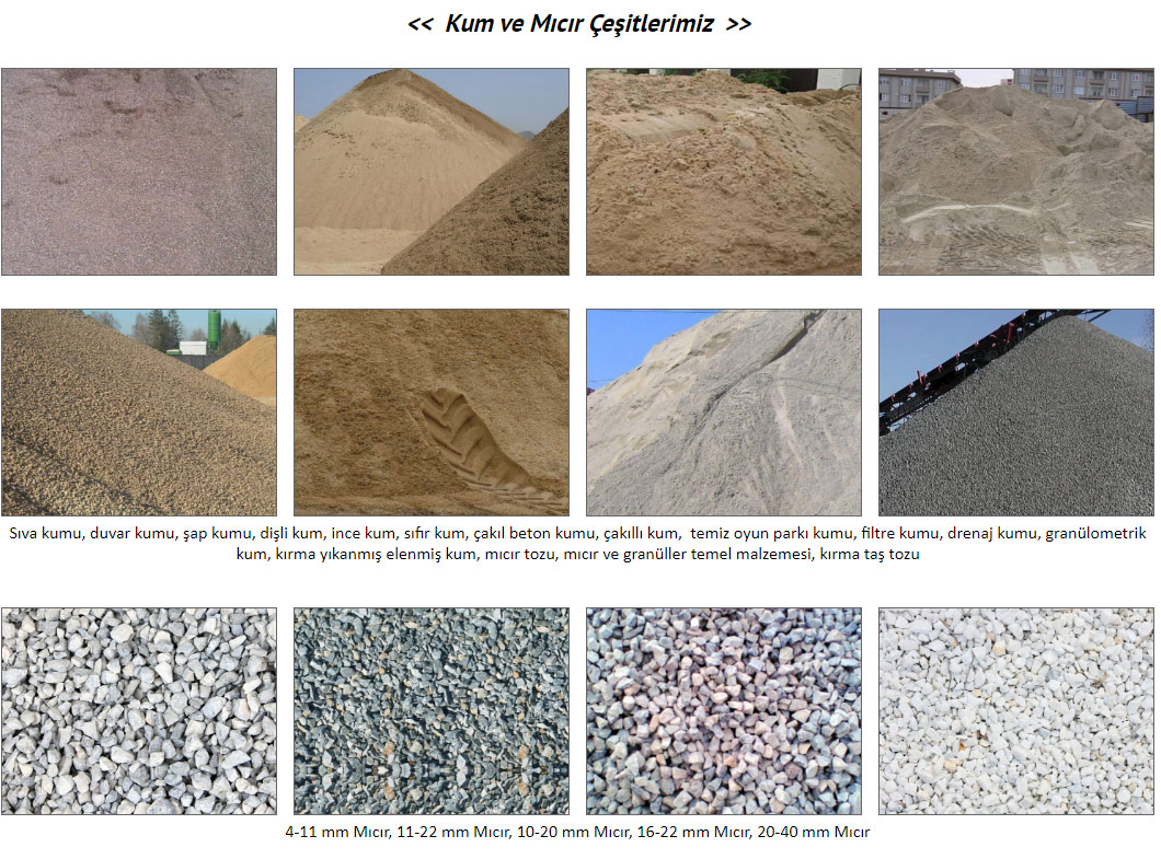 AKBULUT Konya kırma yıkanmış elenmiş kum, mıcır tozu, mıcır ve granüller temel malzemesi