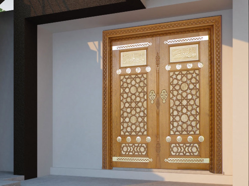 HAMLE; Turkey wooden mosque grand door, villa main doors deals, customized mansion door 