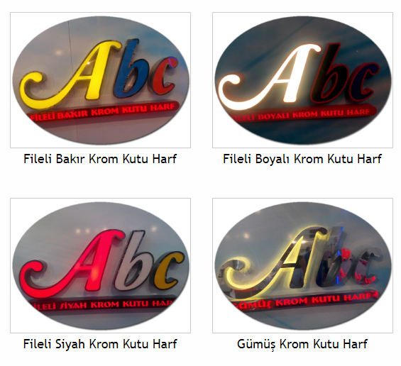 KAAN Konya tabela harf imalatı, paslanmaz harf imalatı, fason kutu harf imalatı, krom harf, boyalı harf