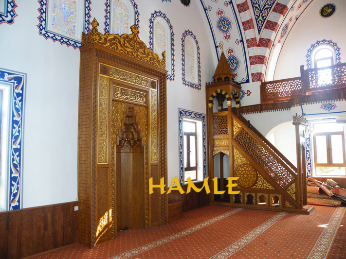 HAMLE; Konya ahşap mihrap,ahşap minber,cami kapısı,mukarnas,vaiz kürsüsü